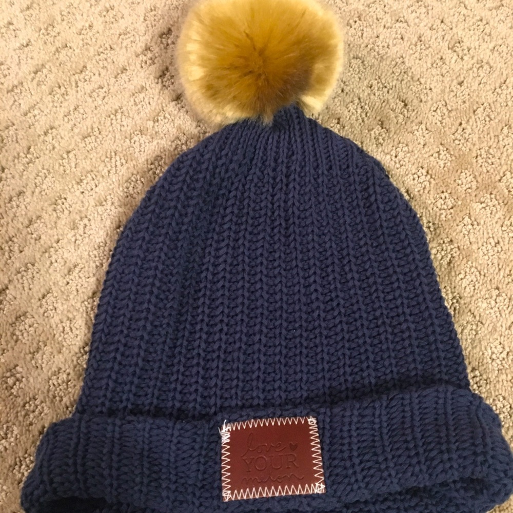 Blue Love Your Melon hat with Pom-Pom